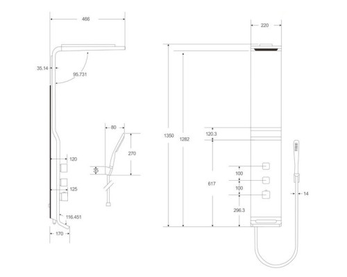 Душевая панель Cerutti SPA Sella W CT8988 с термостатом Белая глянцевая