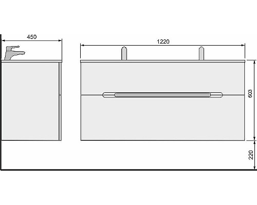 Тумба под раковину Jorno Modul 120 Mоl.01.122/P/W подвесная Белый глянец