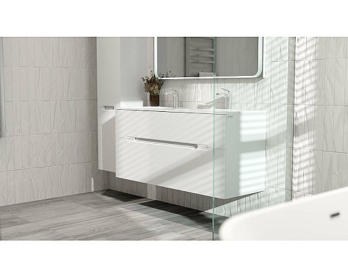 Тумба под раковину Jorno Modul 120 Mоl.01.122/P/W подвесная Белый глянец