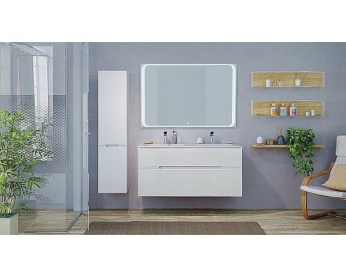 Тумба под раковину Jorno Modul 120 Mоl.01.122/P/W подвесная Белый глянец