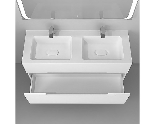 Тумба под раковину Jorno Modul 120 Mоl.01.122/P/W подвесная Белый глянец