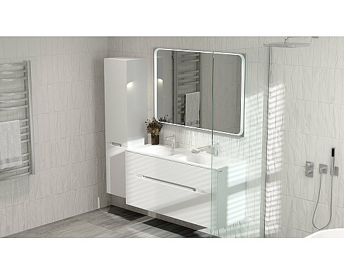 Тумба под раковину Jorno Modul 120 Mоl.01.122/P/W подвесная Белый глянец