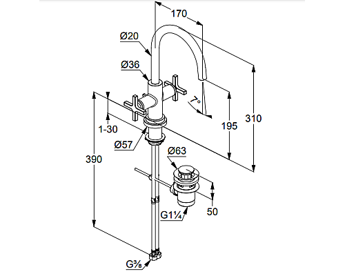 Смеситель для раковины Kludi Nova Fonte 201180520 Хром