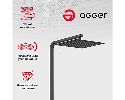 Душевая система Agger Great A2893344 Черная матовая