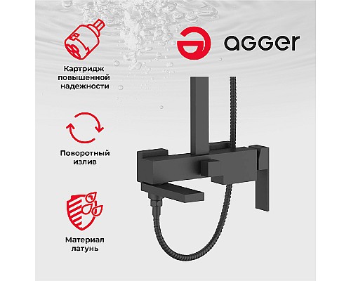 Душевая система Agger Great A2893344 Черная матовая
