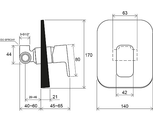 Смеситель для душа Ravak 10° Free black-TD F 062.20 X070157 Черный матовый