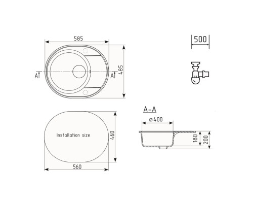 Кухонная мойка Ulgran Quartz Nora 585-09 мокрый асфальт
