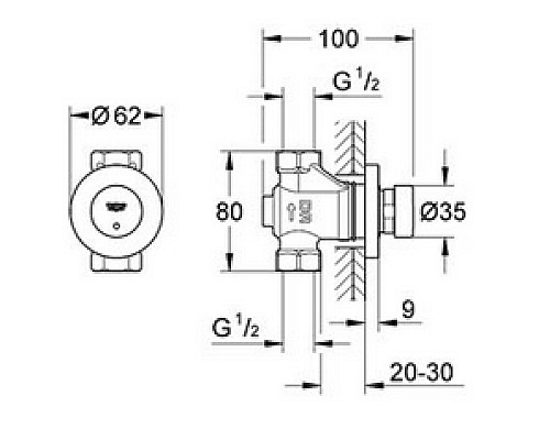 Вентиль Grohe автоматический проходной 36268000 Вентиль Grohe автоматический проходной 36268000