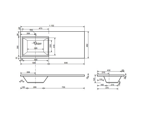 Тумба с раковиной Эстет Dallas Luxe 115 L ФР-00002302 подвесная Белая