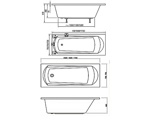 Акриловая ванна Ravak Domino 170x75 C631000000