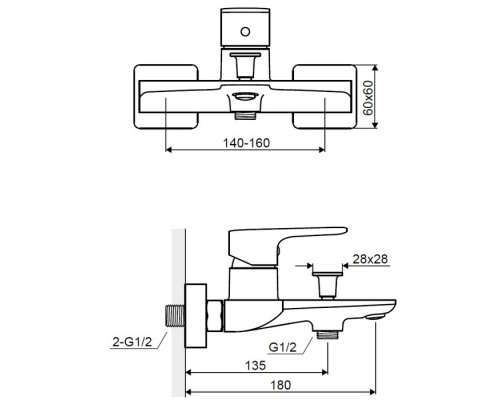 Смеситель для ванны Excellent Keria AREX.2005CR хром