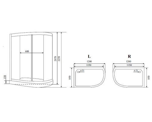 Душевая кабина Timo Lux 120x85 T-7702R с гидромассажем