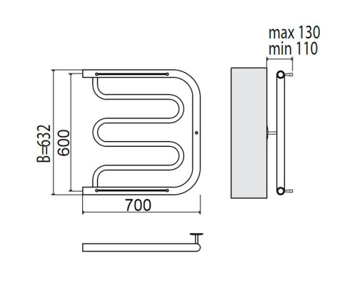 Полотенцесушитель водяной Terminus Фокстрот AISI 32 4620768881343