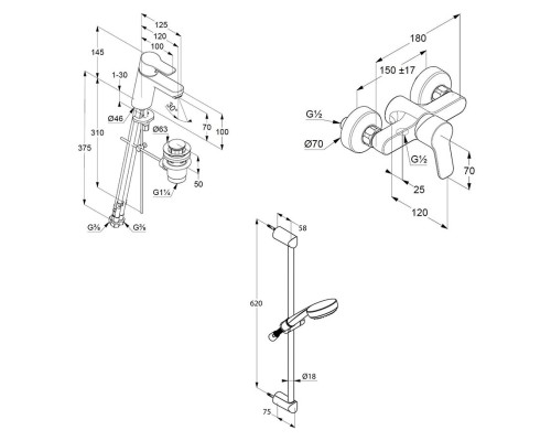 Комплект смесителей Kludi Pure Easy 378450565 Хром
