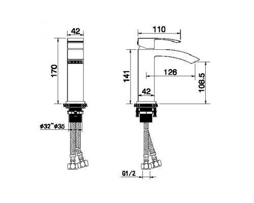 Смеситель для раковины Grocenberg GB2007 Хром
