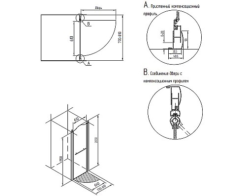 Душевая дверь Migliore Diadema 80 R 22661 профиль Хром стекло матовое