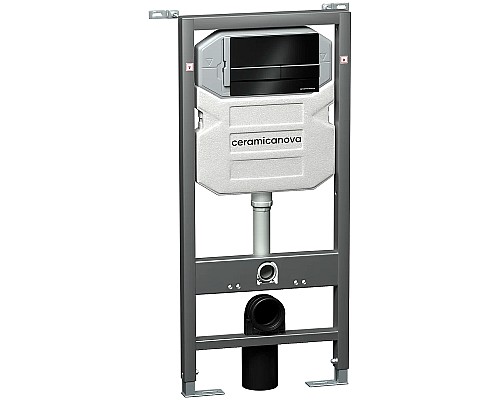 Комплект унитаза с инсталляцией Ceramica Nova Play CN3001_1002B_1000 с сиденьем Микролифт и Черной матовой клавишей смыва