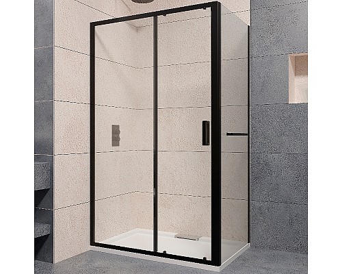 Душевой уголок RGW Passage PA-76-1B 130x80 350876138-14 профиль Черный стекло прозрачное