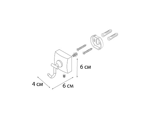 Крючок FIXSEN Kvadro одинарный FX-61305F