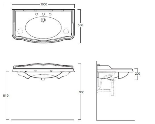 Тумба с раковиной TW Veronica Nuovo 105 VER4105-B+AR874bi*1 Bianco