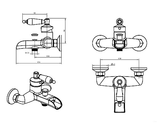 Смеситель для ванны Boheme Vogue 203-SW Бронза