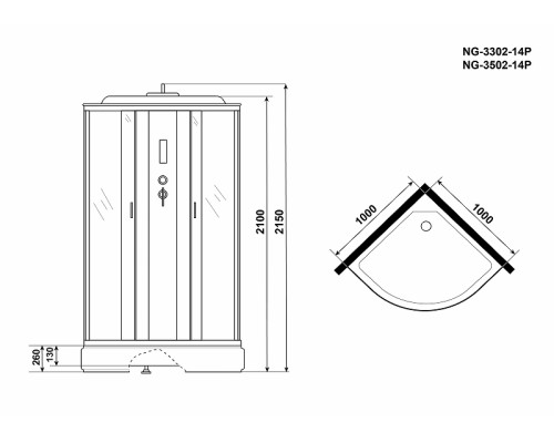 Душевая кабина Niagara Classic 100x100 NG-3302-14P без гидромассажа