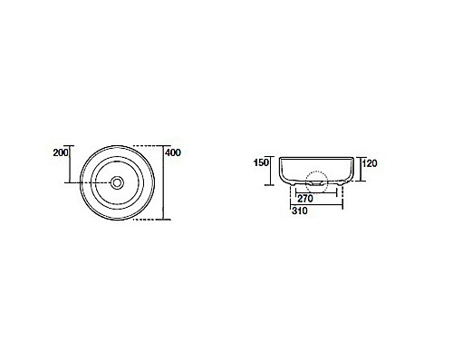 Раковина-чаша Kerasan Nolita 40 534475 Borgogna matt
