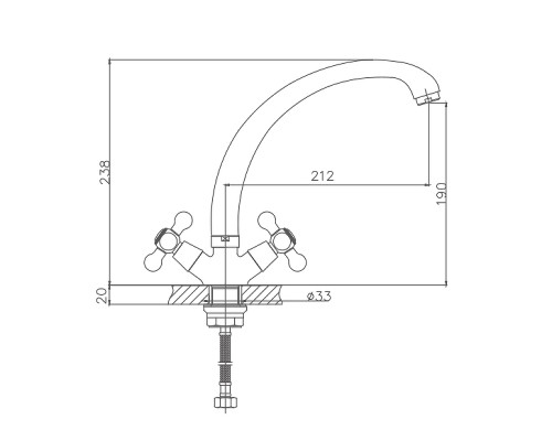 Смеситель для кухни Cron CN4219-2 Хром