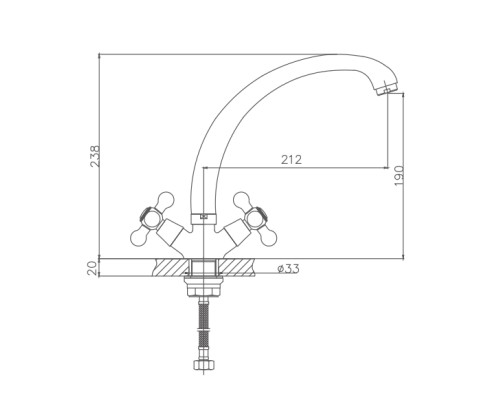 Смеситель для кухни Cron CN4219-2 Хром