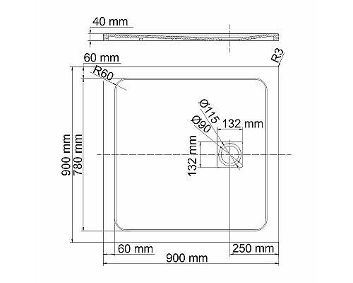 Душевой поддон из искусственного камня WasserKRAFT Rhin 90x90 44T03 Белый матовый Душевой поддон из искусственного камня WasserKRAFT Rhin 90x90 44T03 Белый матовый