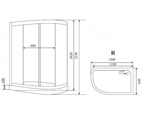 Душевая кабина Timo Standart 120х85 T-1102PR без гидромассажа