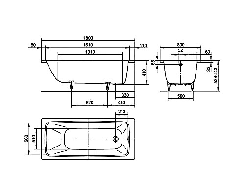 Стальная ванна Kaldewei Cayono 751 180x80 275100013001 с покрытием Easy-clean
