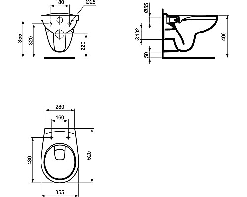 Комплект унитаза с инсталляцией Ideal Standard Prosys Eco Frame Eurovit W660101 с сиденьем Микролифт