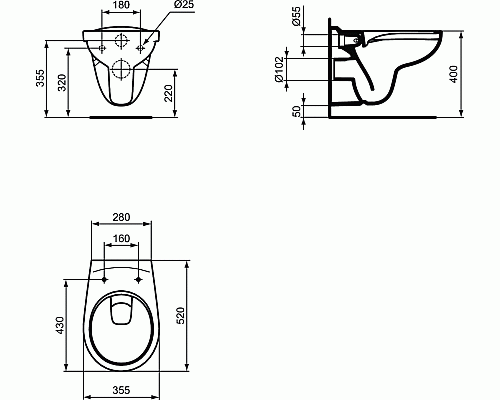 Комплект унитаза с инсталляцией Ideal Standard Prosys Eco Frame Eurovit W660101 с сиденьем Микролифт