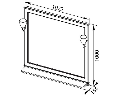 Зеркало Aquanet Валенса 100 белый краколет/золото