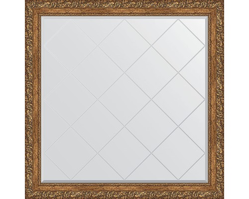 Зеркало Evoform Exclusive-G 105х105 BY 4443 с гравировкой в багетной раме - Виньетка бронзовая 85 мм