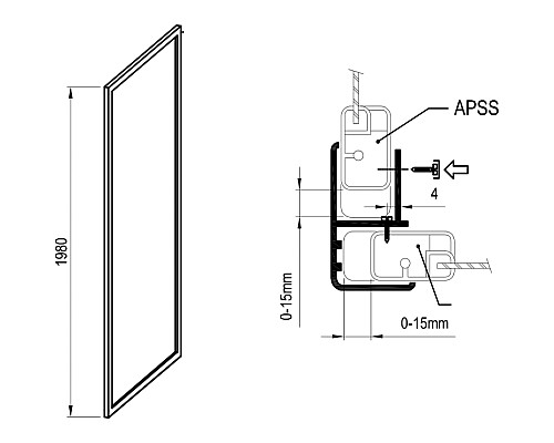 Душевая стенка Ravak Supernova APSS-80 94040UR2Z1 профиль Сатин стекло Transparent