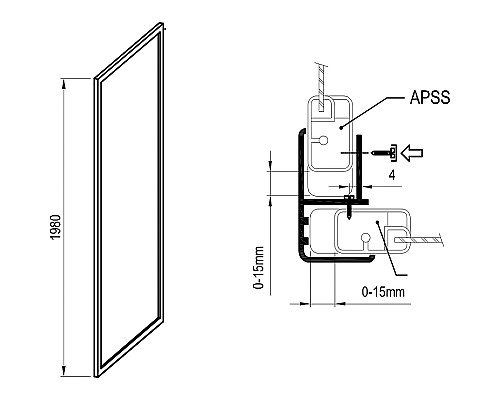 Душевая стенка Ravak Supernova APSS-80 94040UR2Z1 профиль Сатин стекло Transparent