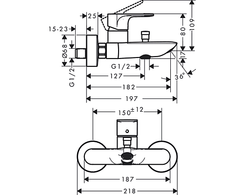Смеситель для ванны Hansgrohe Rebris S 72440670 Черный матовый