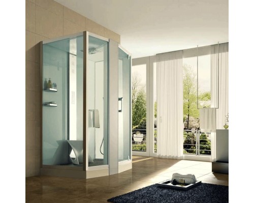 Душевая кабина Orans 150x100 L с баней профиль Белый задние стенки Белые
