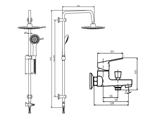 Душевая система Dorff Norma D0711010 Хром