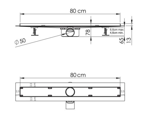 Душевой лоток Vincea Almira Jasmin 80 SAY.605.80.P.BUKLE с решеткой Хром