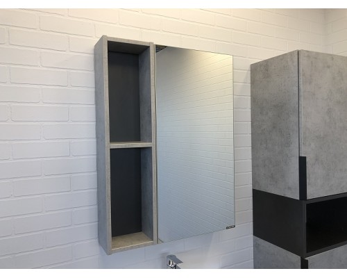 Зеркальный шкаф Comforty Франкфурт 60 00-00004331 Бетон светлый Черное матовое