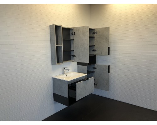 Зеркальный шкаф Comforty Франкфурт 60 00-00004331 Бетон светлый Черное матовое