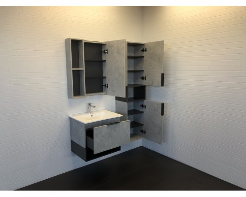 Зеркальный шкаф Comforty Франкфурт 60 00-00004331 Бетон светлый Черное матовое