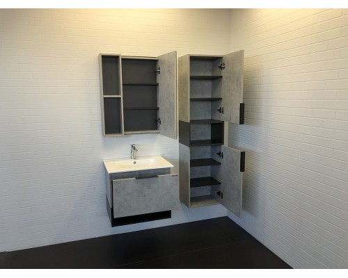 Зеркальный шкаф Comforty Франкфурт 60 00-00004331 Бетон светлый Черное матовое