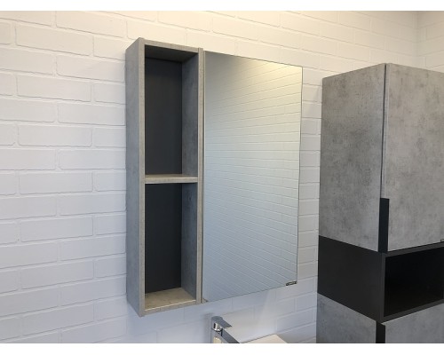 Зеркальный шкаф Comforty Франкфурт 60 00-00004331 Бетон светлый Черное матовое