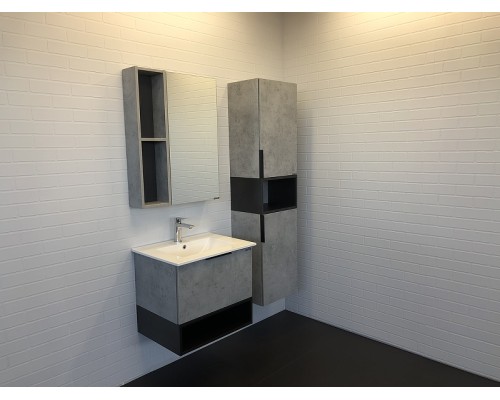 Зеркальный шкаф Comforty Франкфурт 60 00-00004331 Бетон светлый Черное матовое