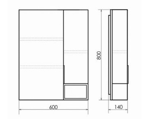 Зеркальный шкаф Comforty Франкфурт 60 00-00004331 Бетон светлый Черное матовое