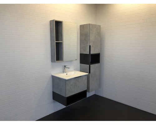 Зеркальный шкаф Comforty Франкфурт 60 00-00004331 Бетон светлый Черное матовое